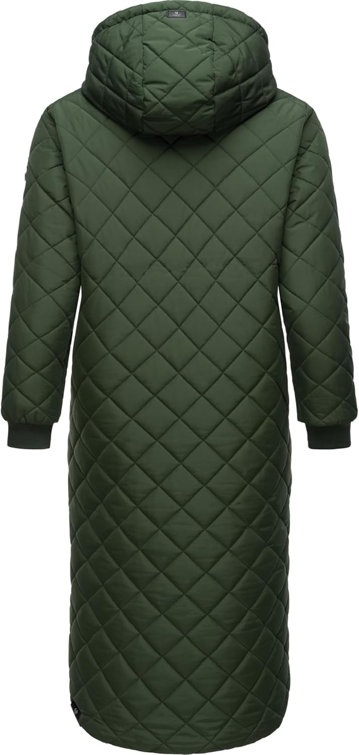 Ragwear Damen Wintermantel Warmer Steppmantel extralang mit Kapuze Niran XS-XXL L Olive, L Olive