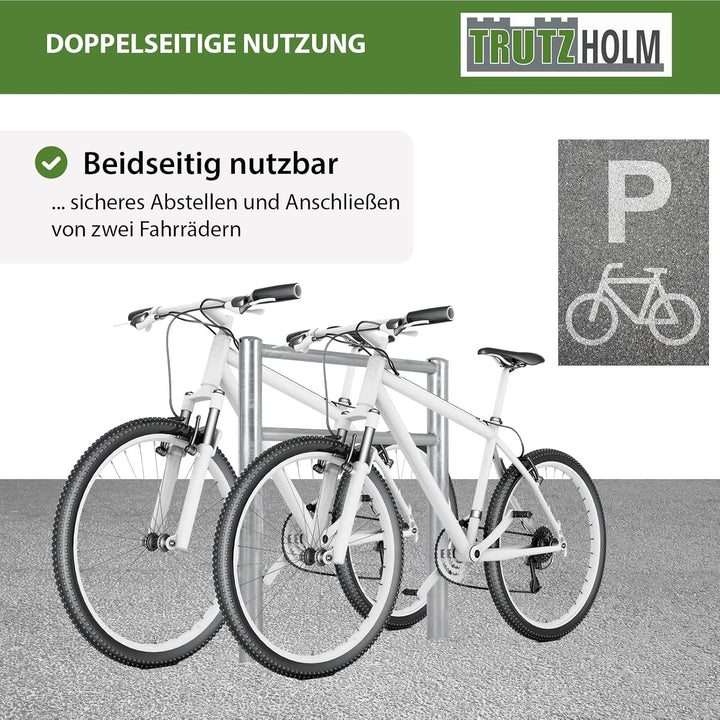 TRUTZHOLM 2x Fahrradanlehnbügel mit Knieholm 115x75 cm Stahl feuerverzinkt Ø 60 mm Anlehnbügel zum E