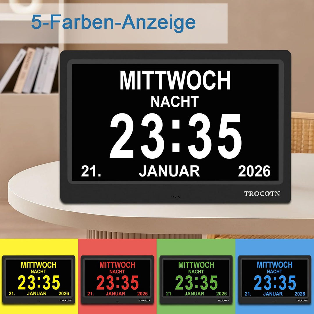 TROCOTN 10 Zoll Digitale Uhr Tagesuhr Grosses Display Wecker Wanduhr (schwarz) 10 Zoll Schwarz, 10 Z