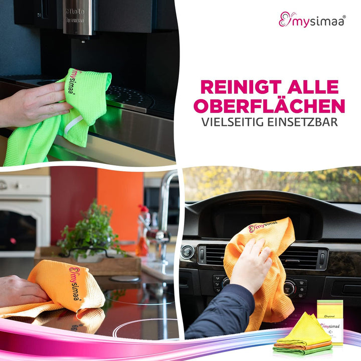 mysimaa Mikrofasertücher 40x40 – Fenstertuch Streifenfrei, Microfasertuch Autopflege, Putzlappen Küc