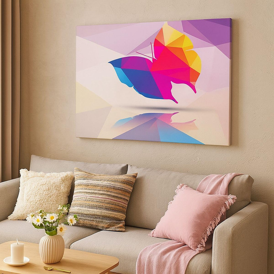 Bilder auf Leinwand 100x70cm Leinwandbild Schmetterling Illustration Grafik Gross Wanddeko Bild Schl