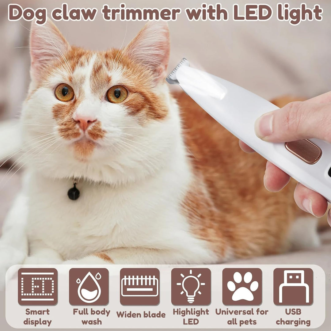 Pfotentrimmer für Hunde mit LED-Licht,USB Wiederaufladbar Hundeschermaschine Paw Trim Pro für Hunde