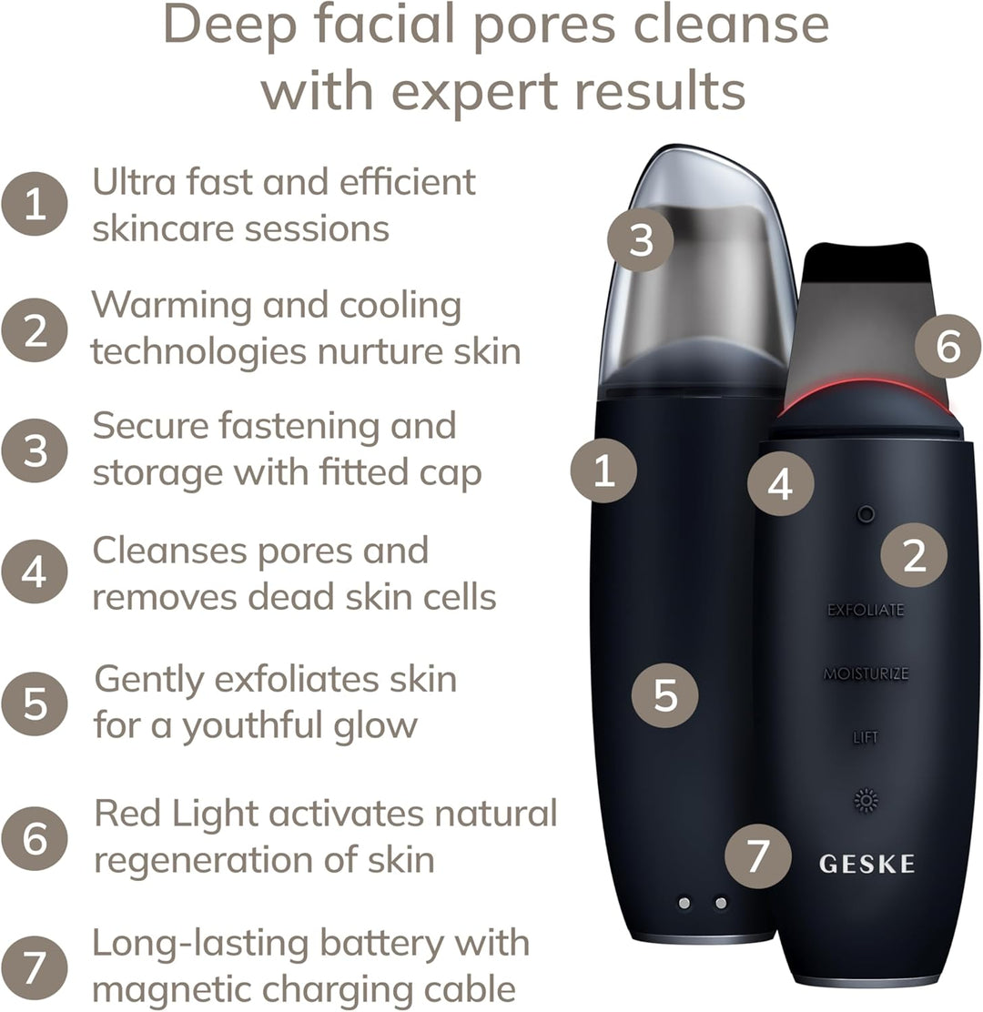 GESKE | SmartAppGuided™ MicroCurrent Skin Scrubber &amp; Blackhead Remover | 9 in 1 | Skincare Tools | F