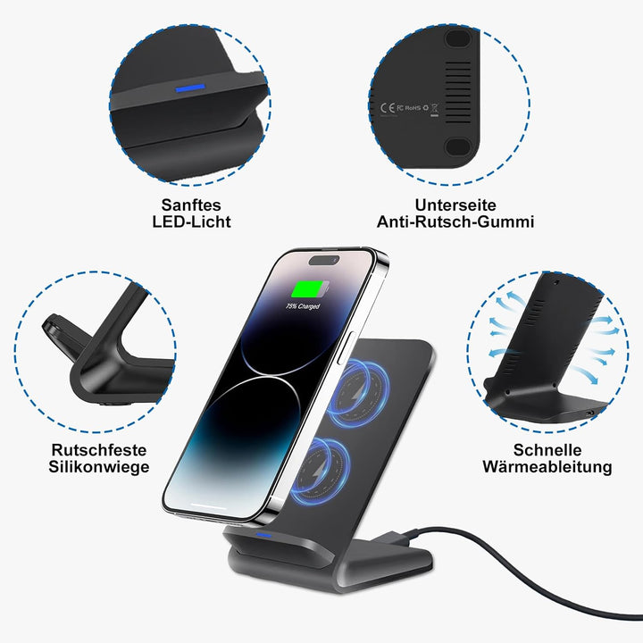 15W Wireless Charger Stand Induktive Ladestation für Samsung Galaxy S25 Ultra S24 S23 Kabelloses Han