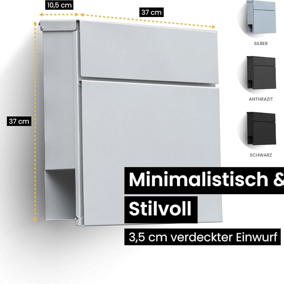Radius® Designer Briefkasten Edelstahl - Hausnummer & Briefkasten Namensschild personalisiert mit La