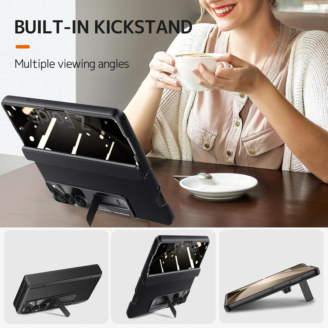 NINKI Kompatibel Samsung Galaxy Z Fold 5 Hülle mit Privacy Screen Protector,Kunstleder Magnetic Scha