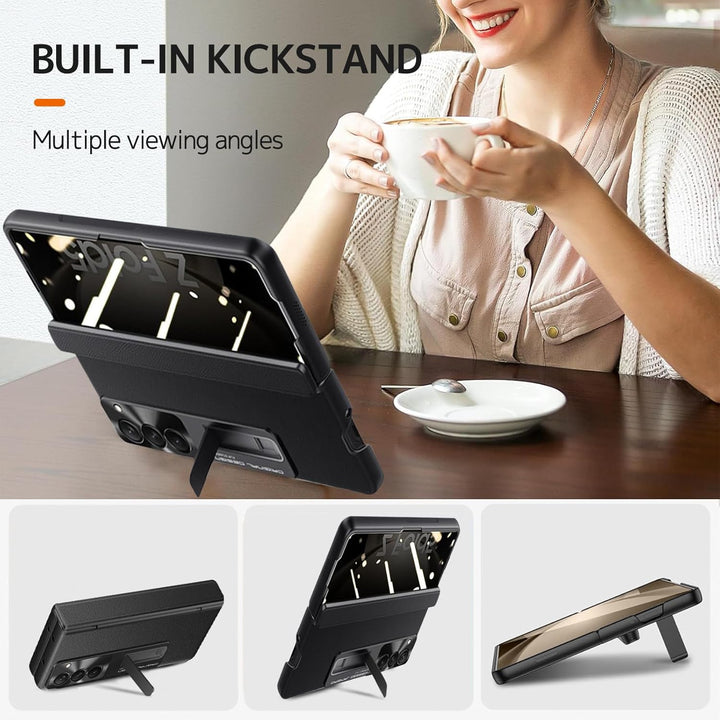 NINKI Kompatibel Samsung Galaxy Z Fold 5 Hülle mit Privacy Screen Protector,Kunstleder Magnetic Scha
