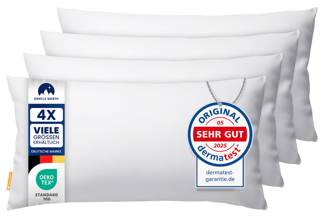 Gentle North Kopfkissen (40x80 cm gross) - 4er Set Kissen für Bett und als Dekokissen - Mit Reissver