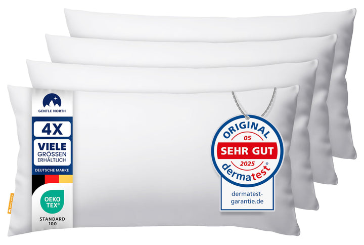 Gentle North Kopfkissen (40x80 cm gross) - 4er Set Kissen für Bett und als Dekokissen - Mit Reissver