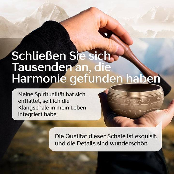 Silent Mind Klangschale Ø10cm Bronze – Handgefertigtes Komplett-Set mit Kissen und Klöppel, für Anfä