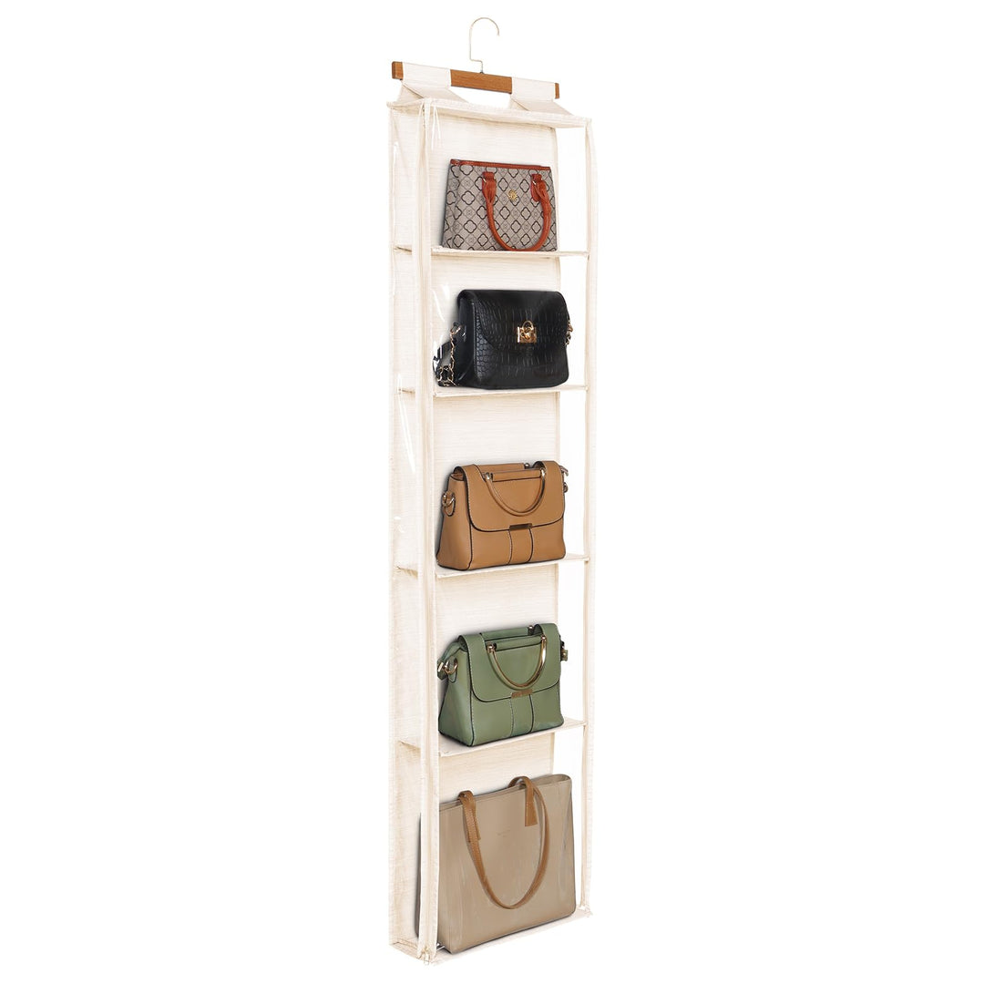 Syeeiex Staubdicht hängende Handtaschen Organizer mit Reissverschluss, extra grosse 5 klare Taschen