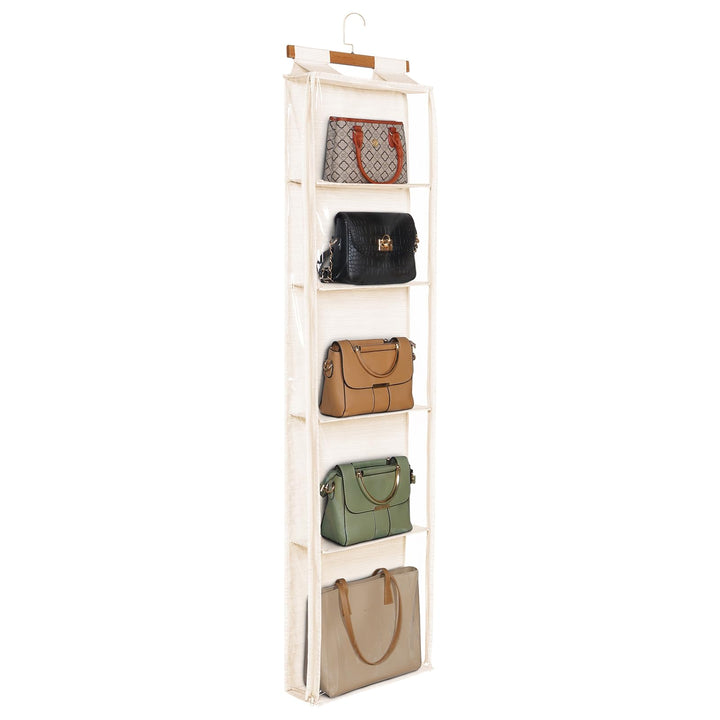 Syeeiex Staubdicht hängende Handtaschen Organizer mit Reissverschluss, extra grosse 5 klare Taschen