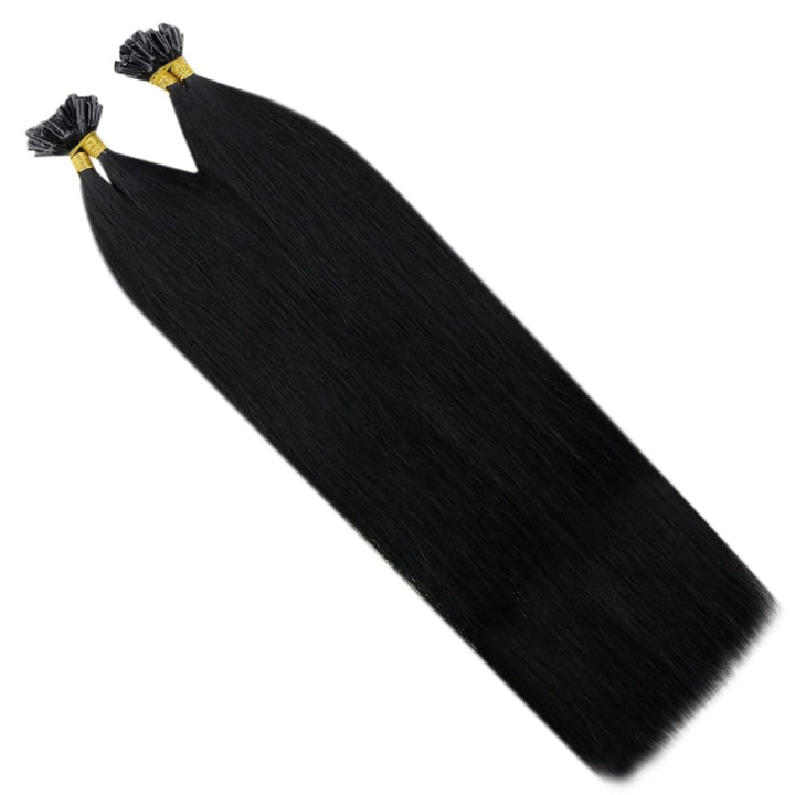 RUNATURE Schwarz Keratin Bondings Extensions Echthaar 12 Zoll/30cm Remi Echthaar Extensions Bondings