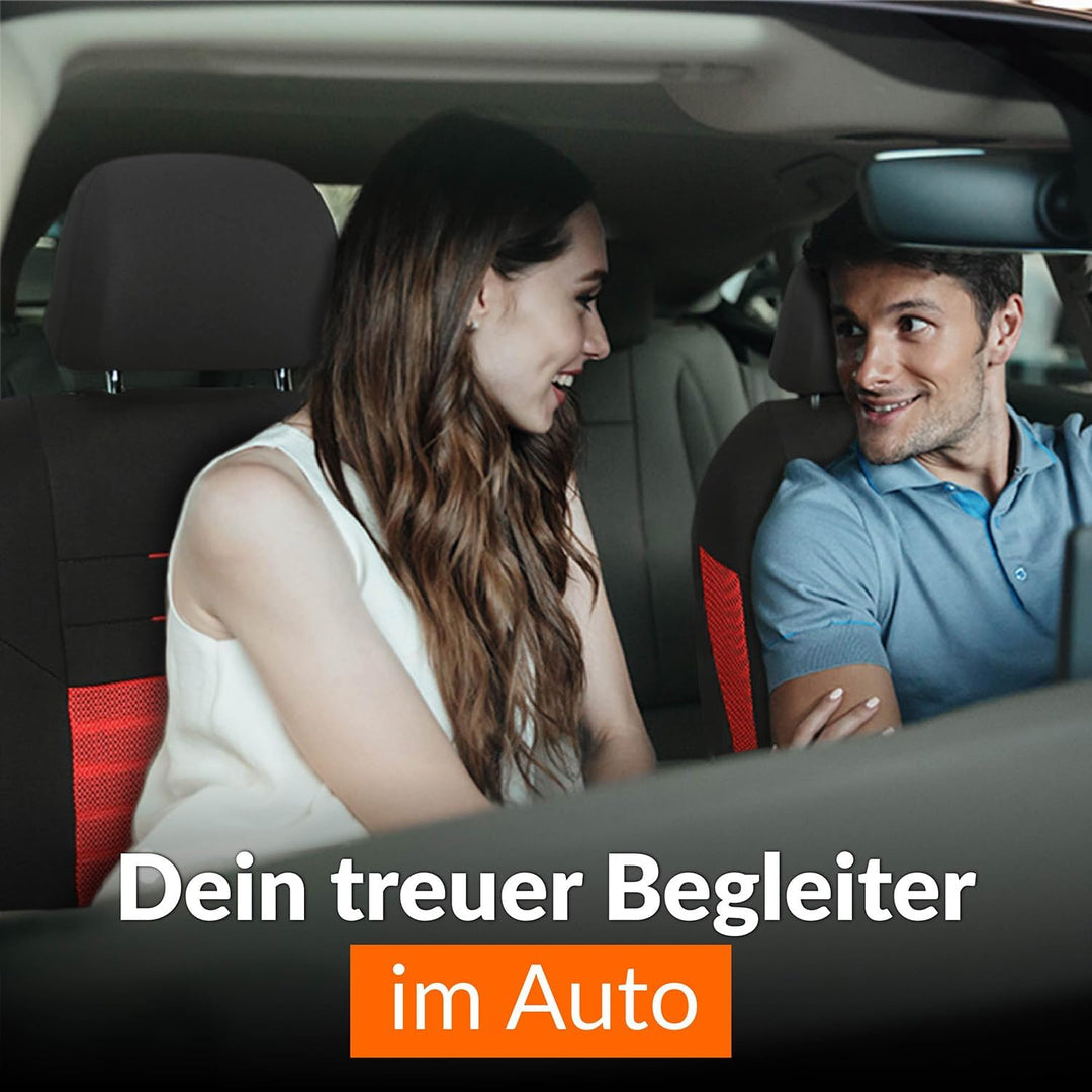 Upgrade4cars Autositzbezüge Vordersitze Rot Schwarz | Autositzbezug Set Universal | Autoschonbezüge