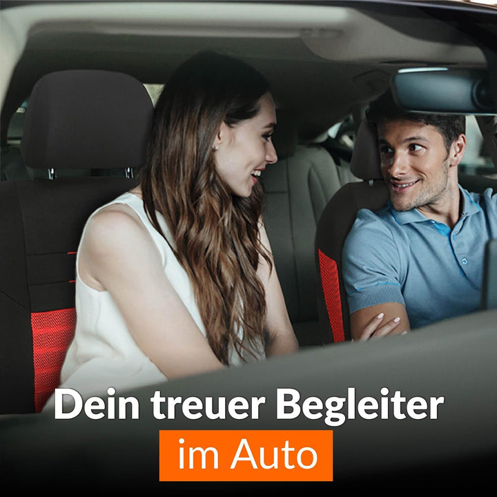 Upgrade4cars Autositzbezüge Vordersitze Rot Schwarz | Autositzbezug Set Universal | Autoschonbezüge