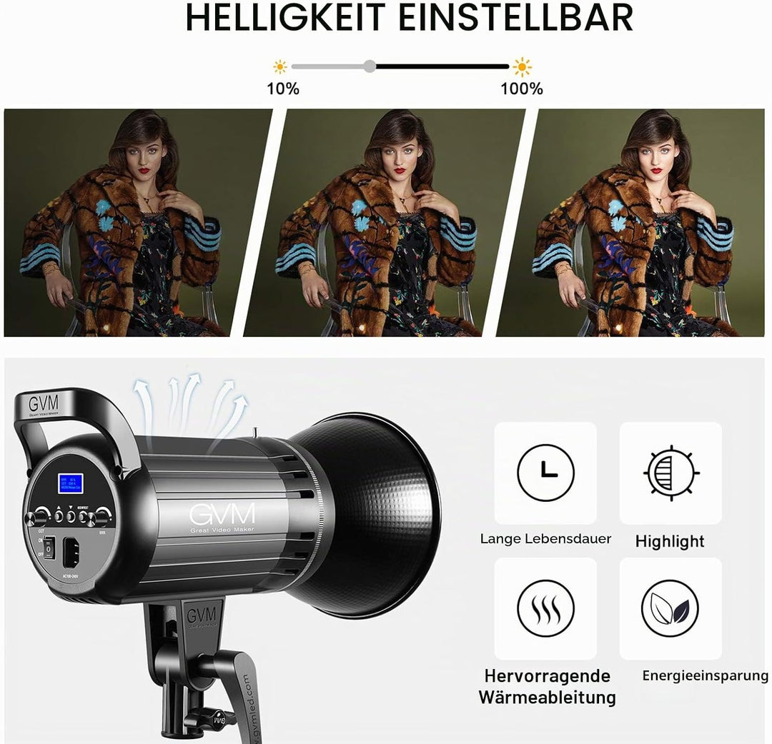 GVM LED Videoleuchte Softbox, APP-Steuerung 100W 3200K-5600K LED Videobeleuchtung, Bowens LED Fotost