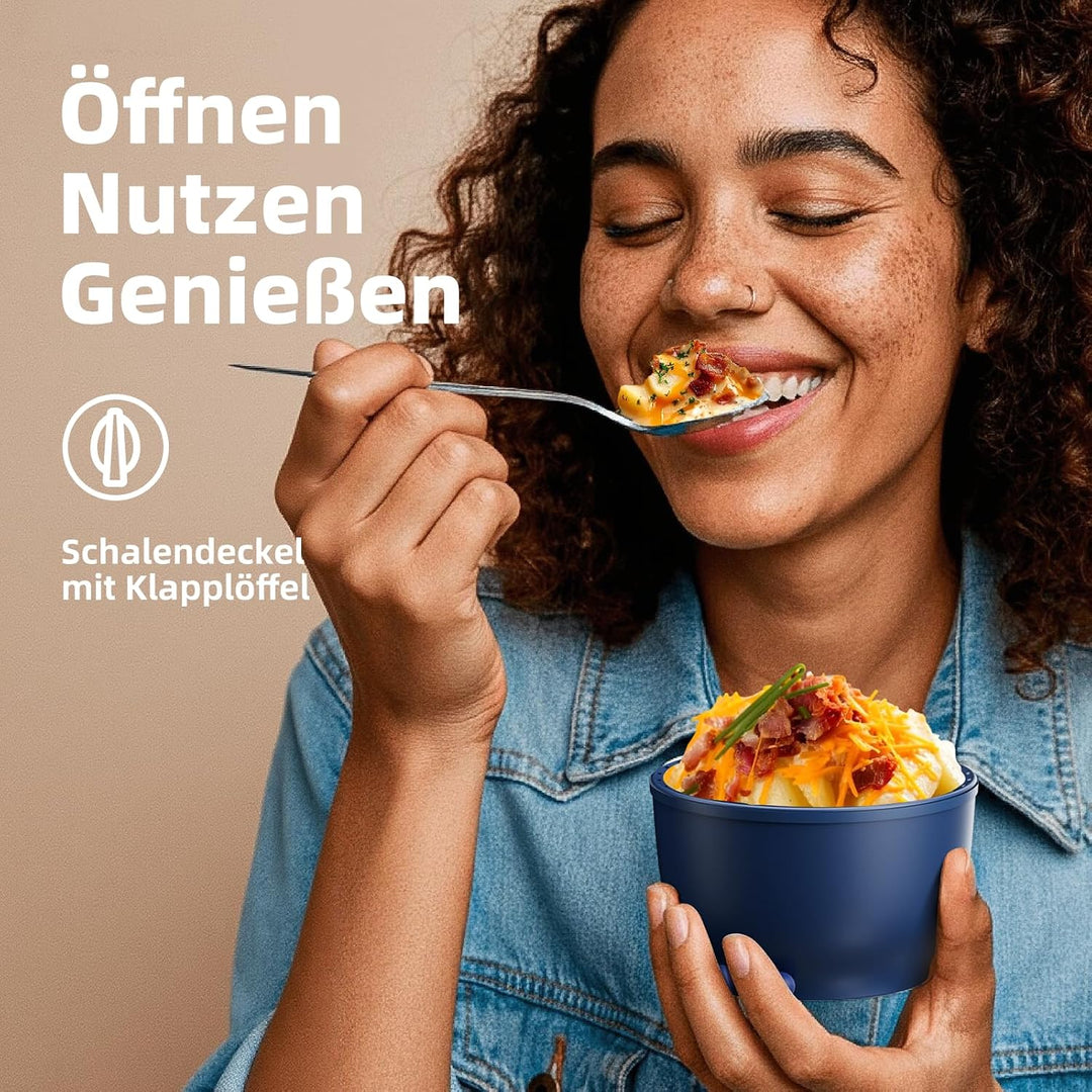 Thermobehälter für Essen 530ml, Edelstahl Thermobecher für Essen Warmhaltebehälter mit Löffel, Ausla