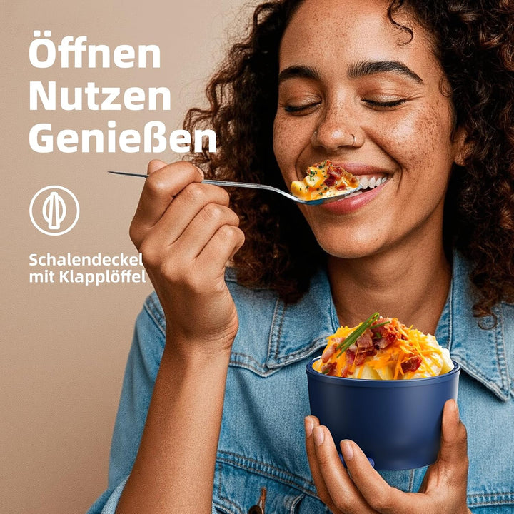 Thermobehälter für Essen 530ml, Edelstahl Thermobecher für Essen Warmhaltebehälter mit Löffel, Ausla