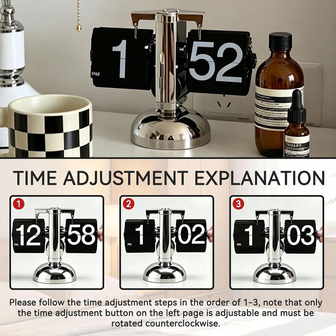 HERCHR Flip-Schreibtischuhr, Retro-Digital-Flip-Down-Uhr, Retro-Minimalist-Einfuss-mechanische Auto-