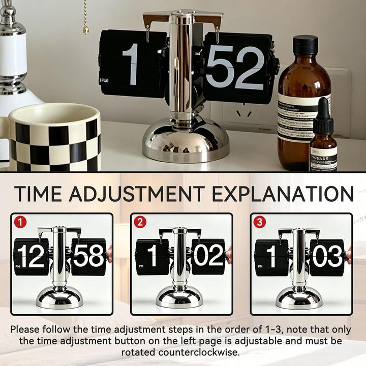 HERCHR Flip-Schreibtischuhr, Retro-Digital-Flip-Down-Uhr, Retro-Minimalist-Einfuss-mechanische Auto-