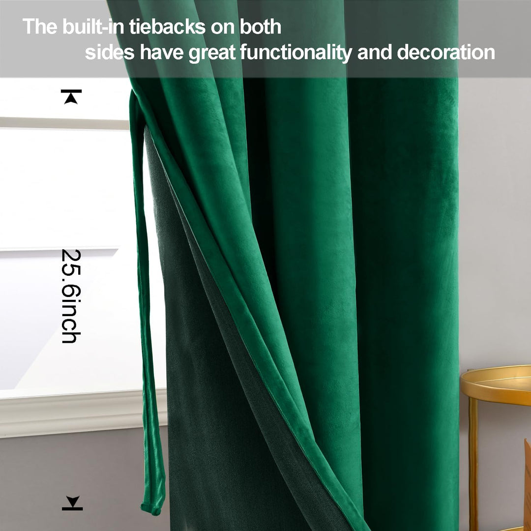 JIUZHEN Verdunklungsvorhang aus Samt,2er Set weiche blickdichte Gardinen mit Ösen für Schlafzimmer,1
