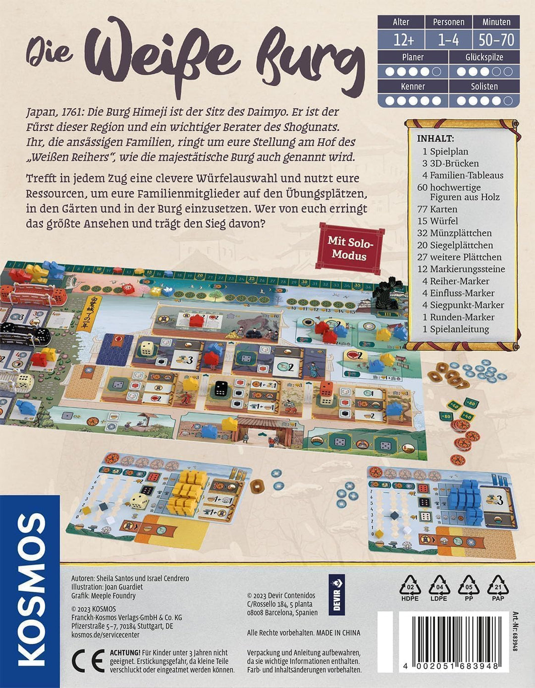KOSMOS 683948 Die weisse Burg, Am Hof des Daiymo, Strategiespiel mit besonderem Würfel-Mechanismus,