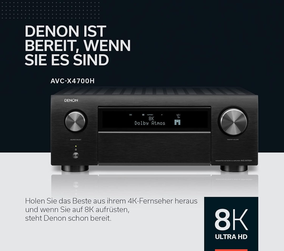 Denon AVC-X4700H 9.2-Kanal AV-Verstärker, Hifi Verstärker, Alexa kompatibel, 8 HDMI Eingänge und 3 A