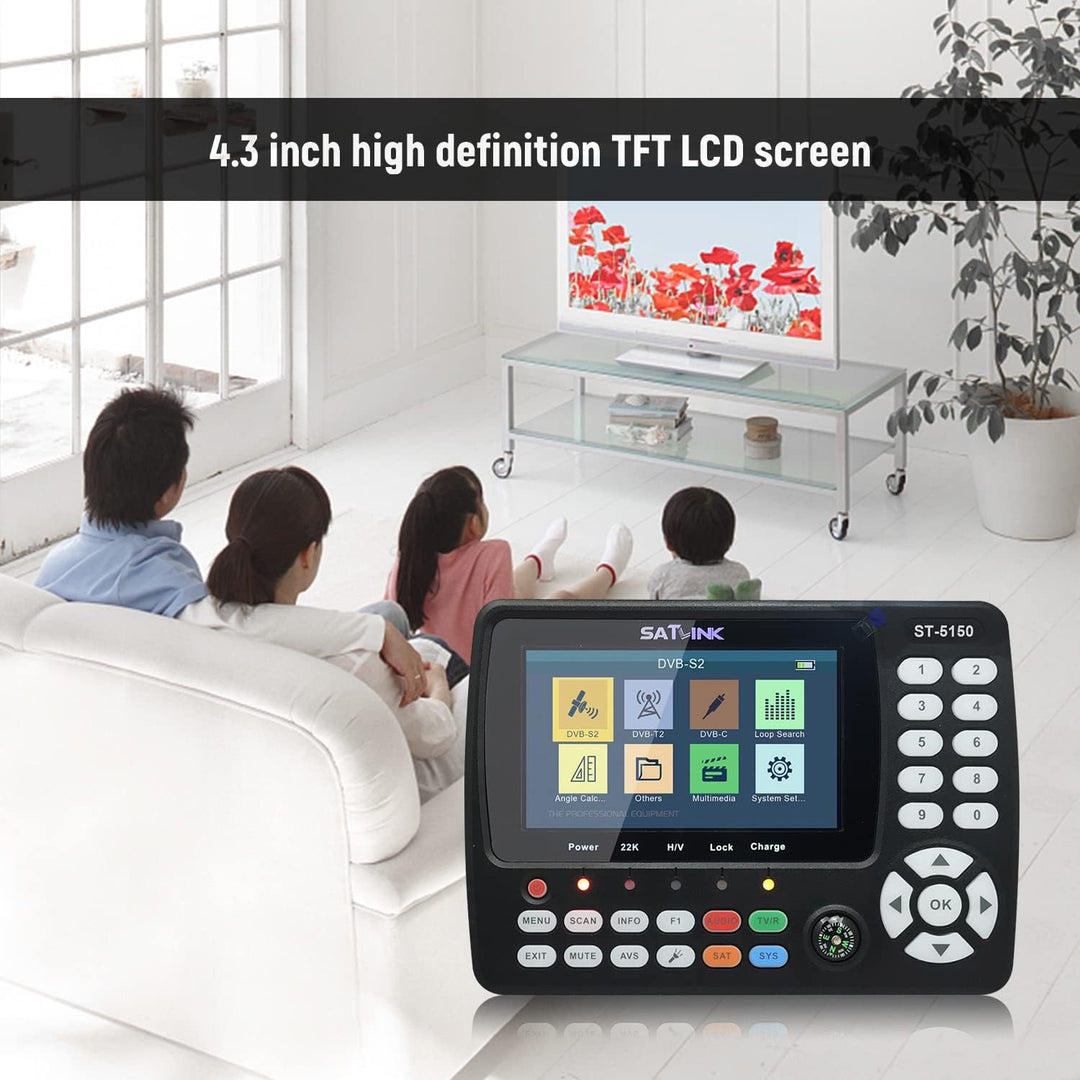 VISLONE Satelliten Finder, ST-5150 DVB-S2 / T2 / C COMBO Satelliten-TV-Signalfinder Digitaler Handsi