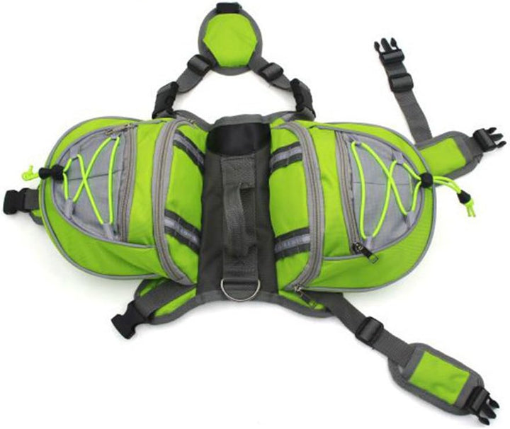 XIAOYU Hund Rucksack, verstellbare Satteltasche Kabelbaum Träger, für Reisen Wandercamping, grün, L