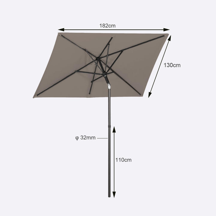Sekey 180 × 130 cm Sonnenschirm Balkon Sonnenschirm Rechteckig für Balkon, Terrasse & Garten,Windfes
