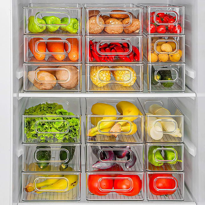 Diwoker Kühlschrank Organizer Stapelbar, Aufbewahrungsbox Küche Organizer, Speisekammer Vorratsbehäl