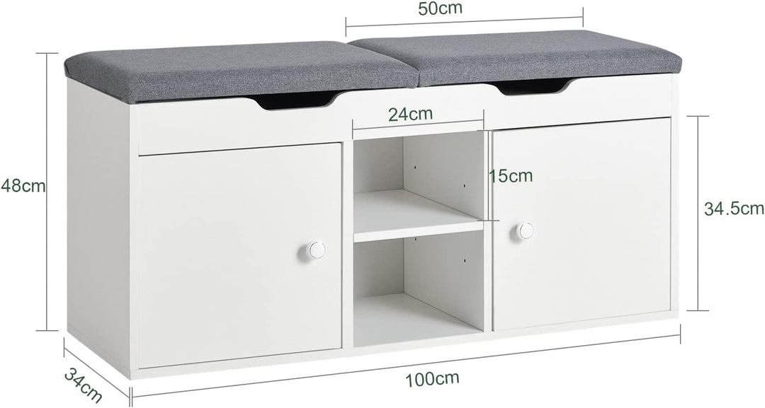 SoBuy Sitzbank mit Stauraum, Schuhbank mit Sitzfläche, Schuhschrank mit Sitzbank, Schuhregal Platzsp