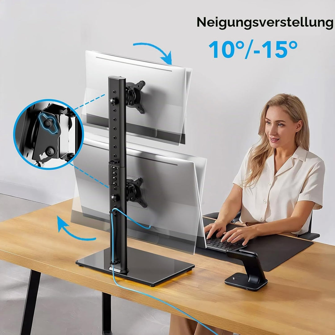 Dual Monitor Ständer Vertikaler Stapelbildschirm Freistehender Monitor Haltung Für Zwei 13 bis 34 Zo
