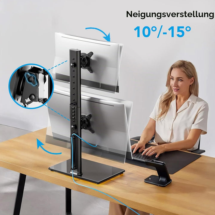 Dual Monitor Ständer Vertikaler Stapelbildschirm Freistehender Monitor Haltung Für Zwei 13 bis 34 Zo