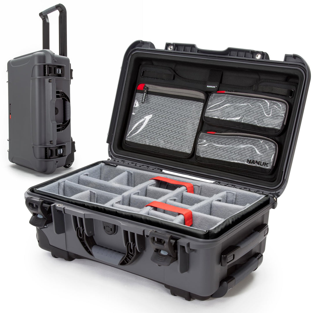 Nanuk 935-6007 wasserdichte Hartschale mit Deckel-Organizer und gepolsterter Trennwand, Graphit