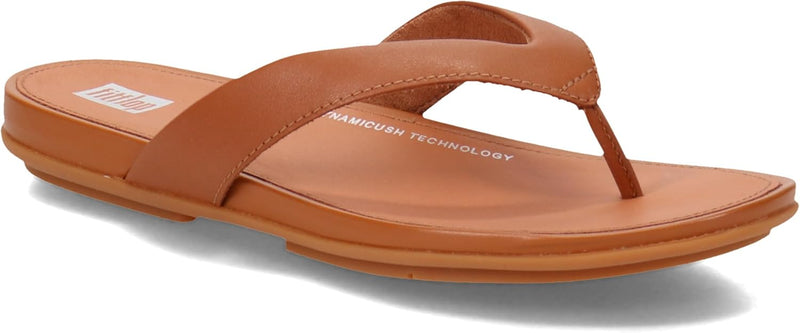 Fitflop Damen Gracie Leder Zehentrenner Flipflop 36 EU Schmal Light Tan, 36 EU Schmal Light Tan