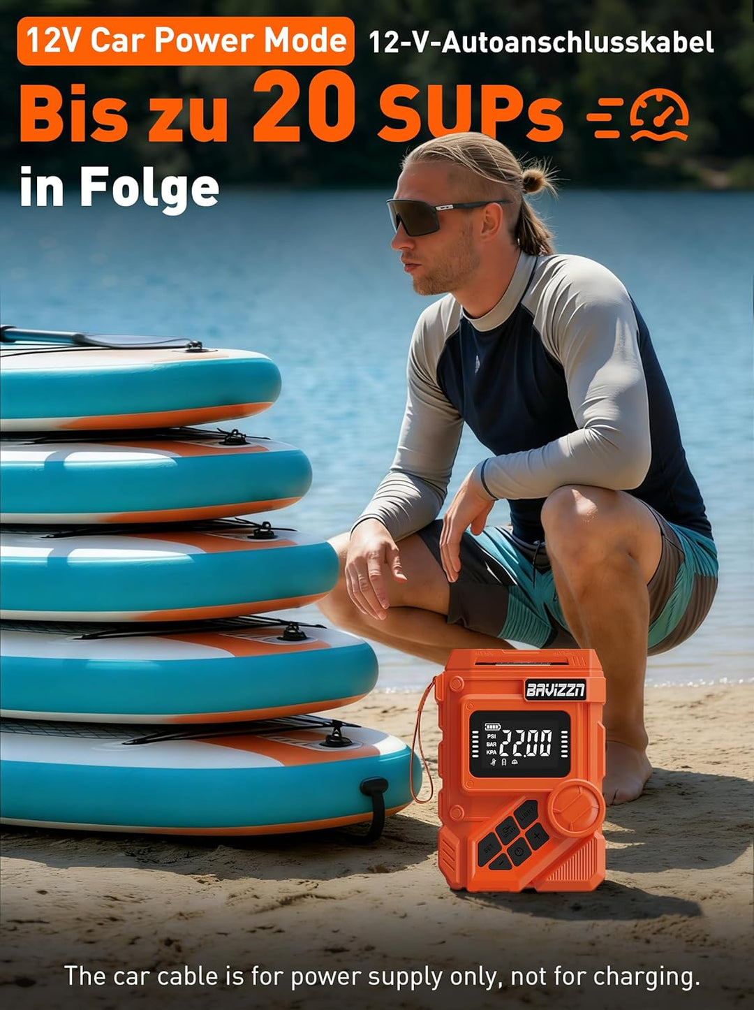 22PSI Akku Sup Elektrische Pumpe 12V DC Sup Pumpe Elektrisch Mit Akku 59.2WH Typ-C-Anschluss Inflato