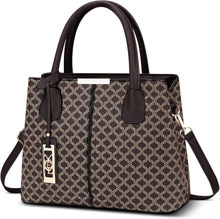 DIRRONA Retro Damen Handtasche Klassischer Druck Umhängetasche Elegant Schultertasche Lässig Crossbo