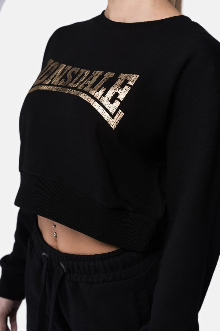 Lonsdale Damen Culbokie Sweatshirt M Kurz Black/Gold, M Kurz Black/Gold