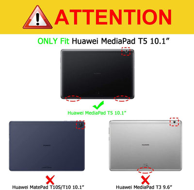 Fintie Bluetooth QWERTZ Tastatur Hülle für Huawei MediaPad T5 10,1 Zoll 25,6 cm - Ständer Schutzhüll