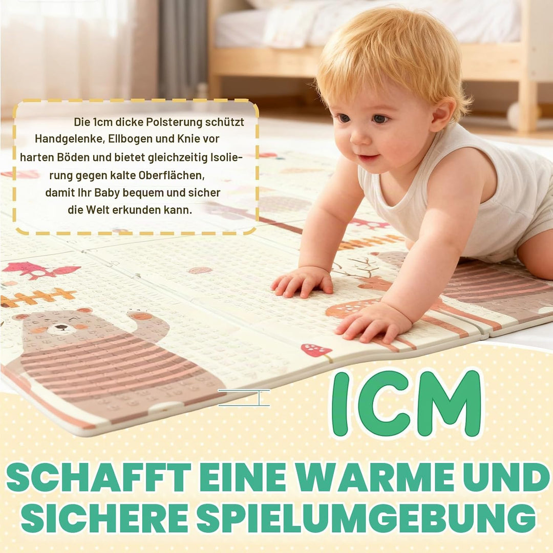 Soontrans Krabbelmatte Baby, Spielmatte Baby Faltbar, 200x180x1cm, Play Mat for Babies Doppelseitige