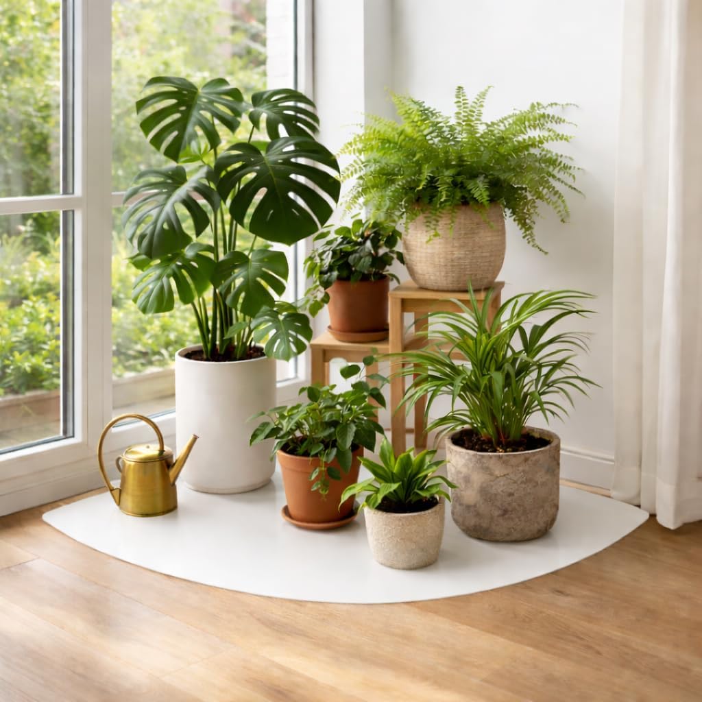 Glas-Bodenplatte Viertelkreis – Sicherheitsglas für Kaminofen, Ecktisch & Wohnbereich, Blumenecke We