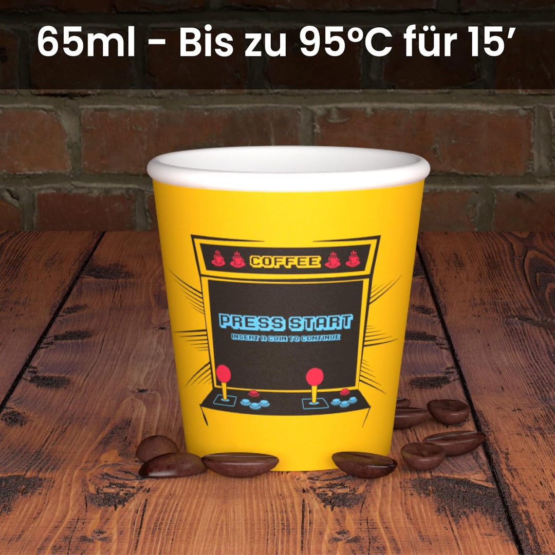 ArcadeCUP 1000 Kaffeebecher aus Papier, 65 ml, umweltfreundlich, biologisch abbaubar, Einwegbecher,