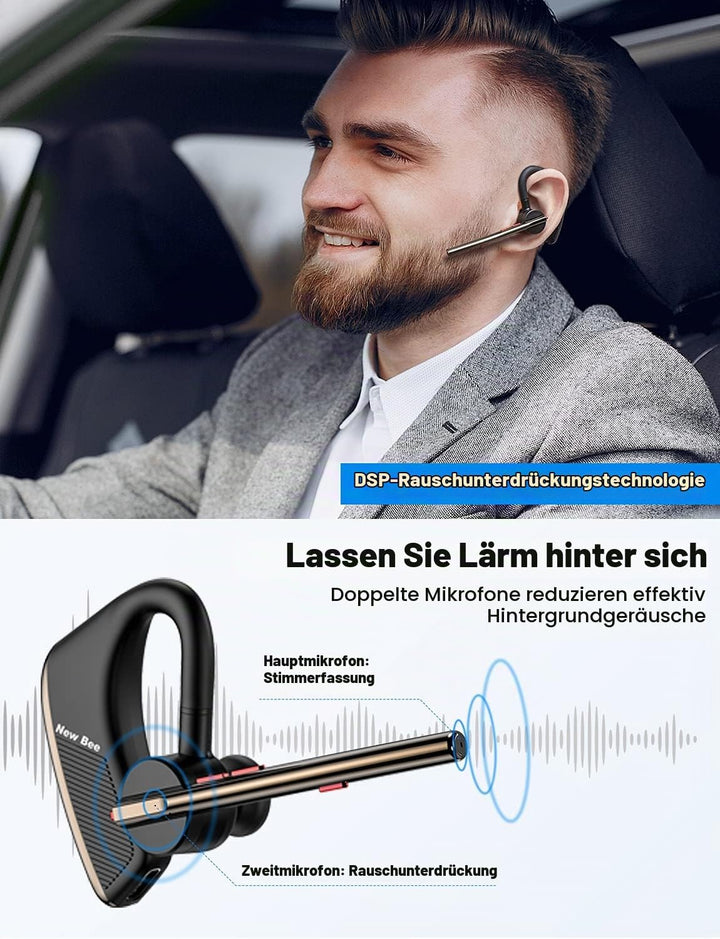 New bee Bluetooth Headset mit Mikrofon Bluetooth V5.2 Wireless Headset 24Hrs Sprechzeit CVC8.0 Dual