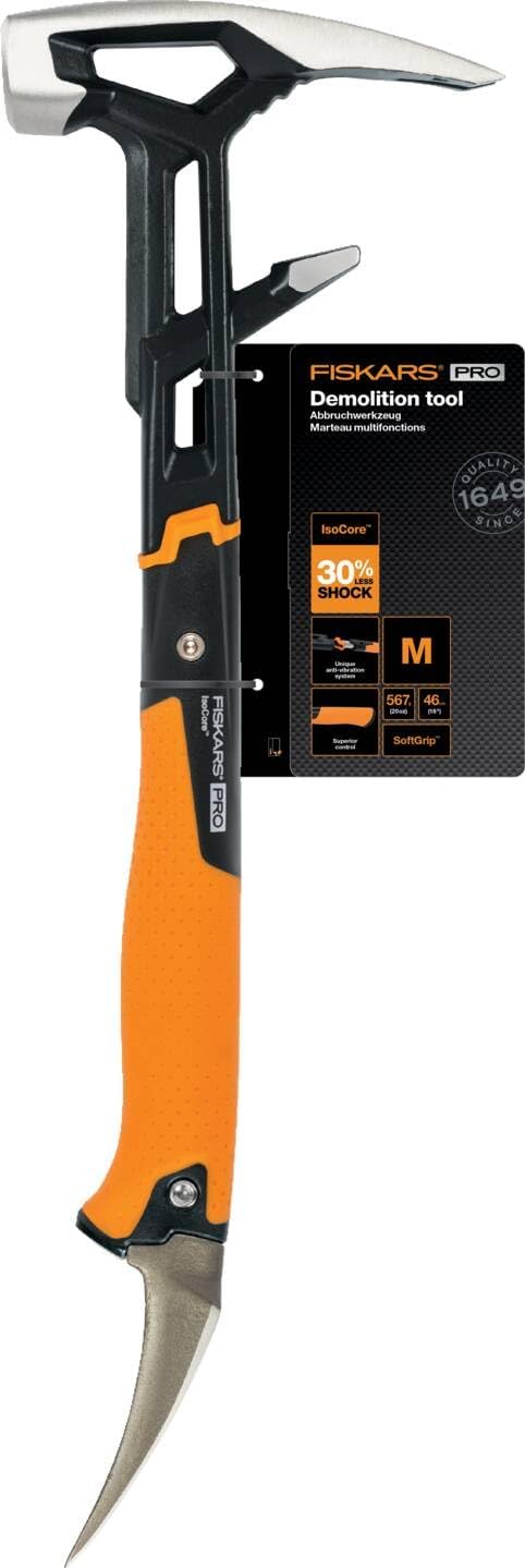Fiskars Abbruchwerkzeug IsoCore M für eine Vielzahl von Abbrucharbeiten, Länge: 46,2 cm, Gewicht: 1,