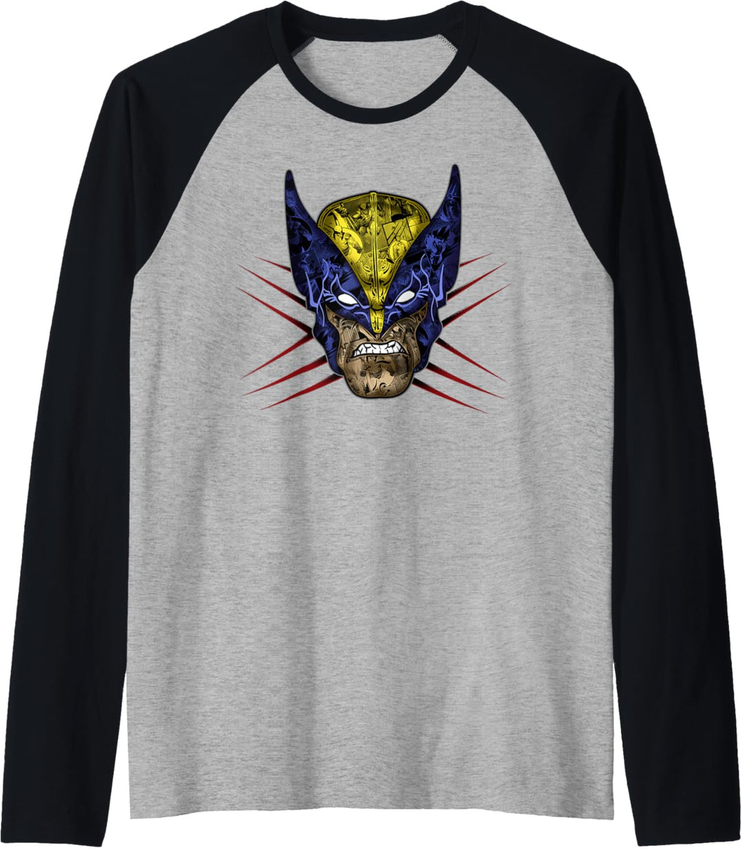 Marvel X-Men Wolverine Classic Retro Color Pop Face Raglan