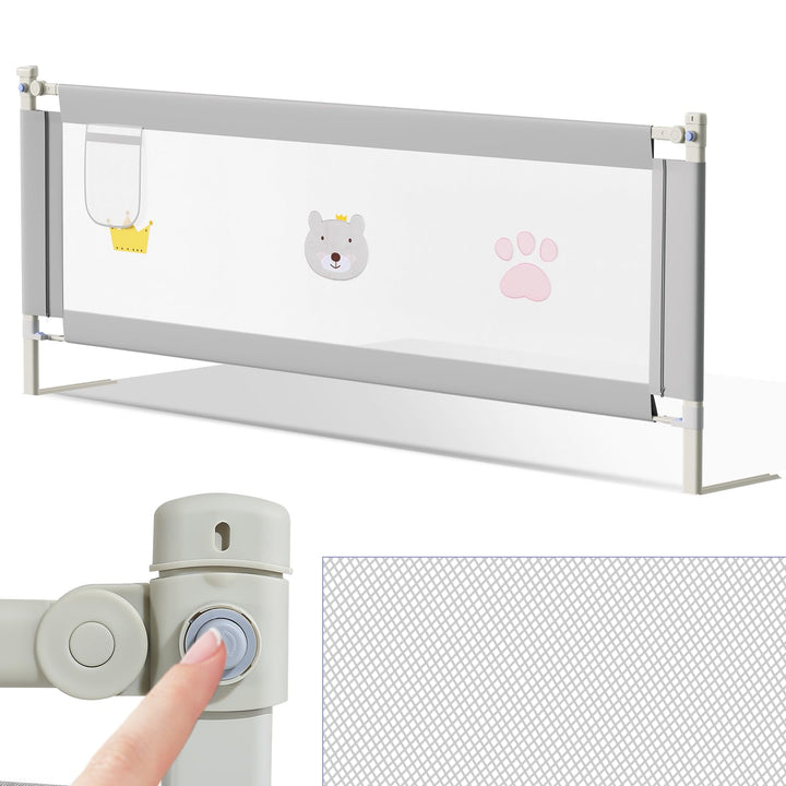 Ikodm Bettgitter 180cm, 70-98 cm Höhenverstellbar, Babybettgitter für Kleinkinder, Rausfallschutz Be
