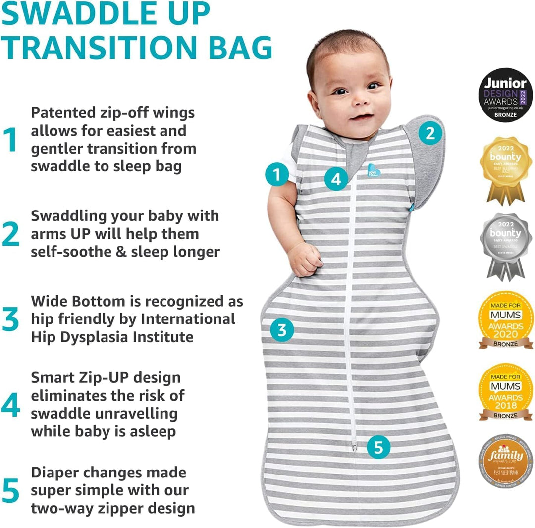 Love To Dream Swaddle UP Übergangspucksack, Baby-Schlafsack, Ganzjahres-Baumwollfleece, hilft Baby s