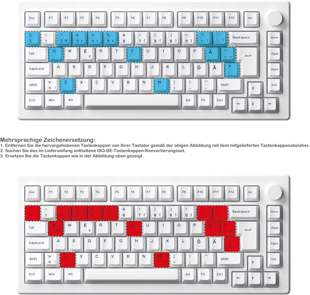 Akko MOD007 PC Gasket Mechanische Tastatur, ISO DE/Nordic Layout, 75% Gaming Keyboard mit Superelast