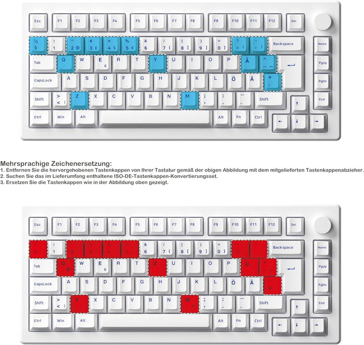 Akko MOD007 PC Gasket Mechanische Tastatur, ISO DE/Nordic Layout, 75% Gaming Keyboard mit Superelast